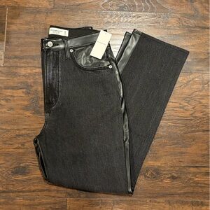 Women’s Black Jean/Faux Leather Pant